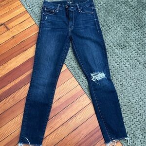 MOTHER Women's Dark Blue Distressed Jeans